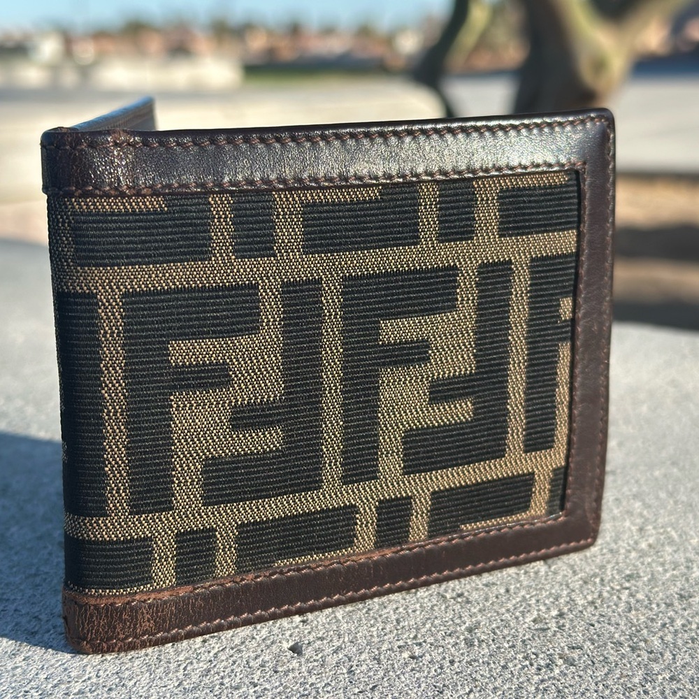 Fendi Brown and black zucca wallet